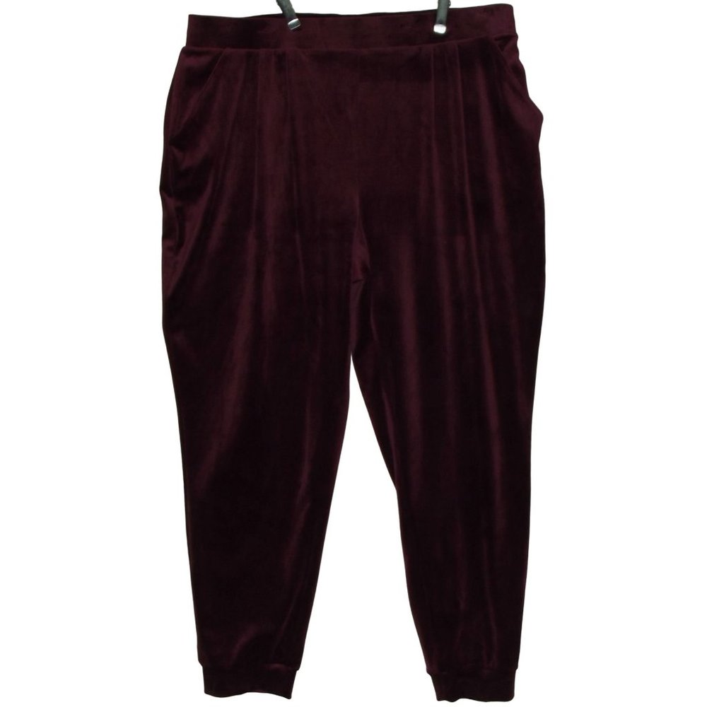 Express Velour Pants XL x 30" Burgundy Super High Rise Pleated Jogger (16-18)